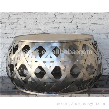 Abstract drum metal sculpture